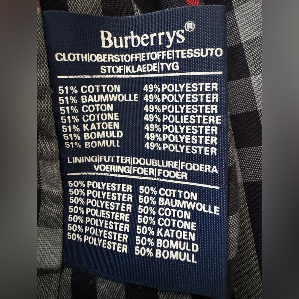 Vintage Burberrys Navy Trench Coat 44 Long Removable Wool Liner - Picture 8 of 10
